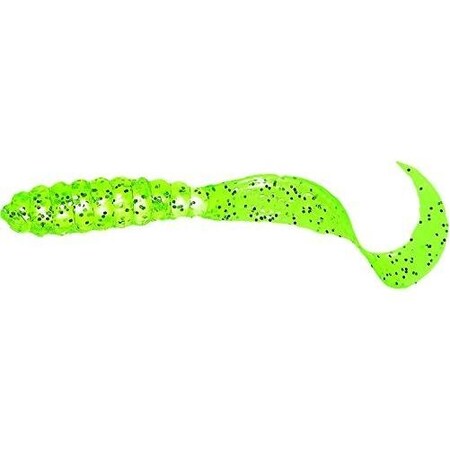 Mister Twister Teenie Curly Tail Grub, 2 ChartreuseSilver Flake, 20PK TTSF20-10S